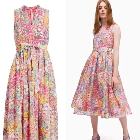 kate spade Dresses & Skirts - Kate Spade Floral Dots Burnout Sleeveless Midi Dress